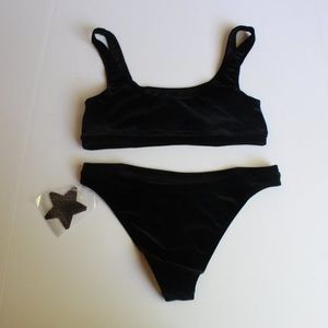Good American velvet black bikini set. Plus size